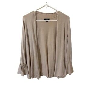 Cardigan Sweater Womens Small  Knit Tan Neutral Bell Sleeve Open Front Alfani
